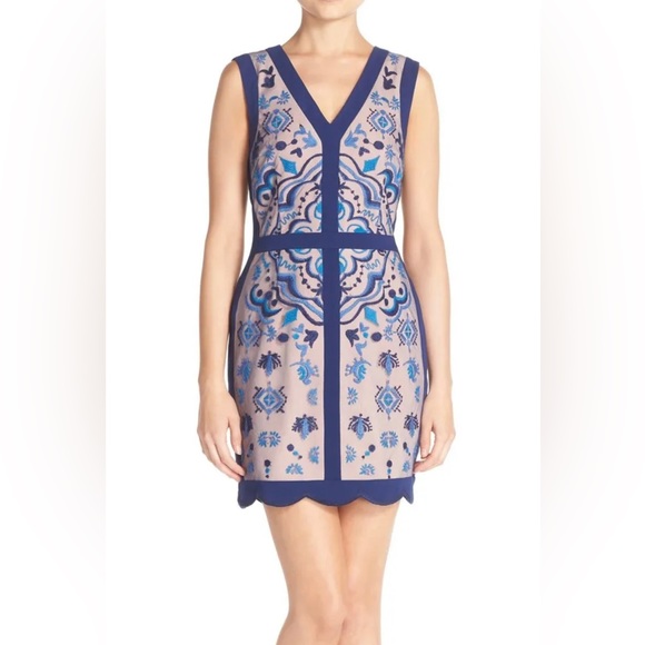 GREYLIN Embroidered Mesh Sheath Dress (Nordstrom) Blue - Picture 1 of 2